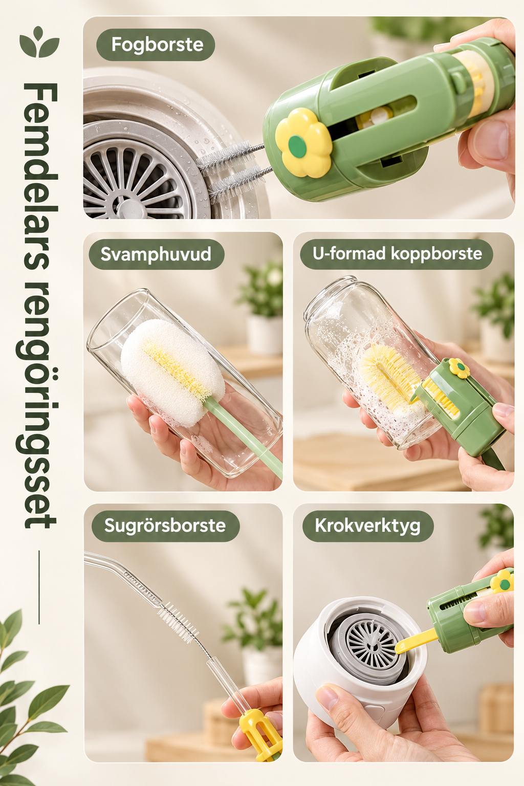 5-i-1 Kopp- & Flaskrengörare